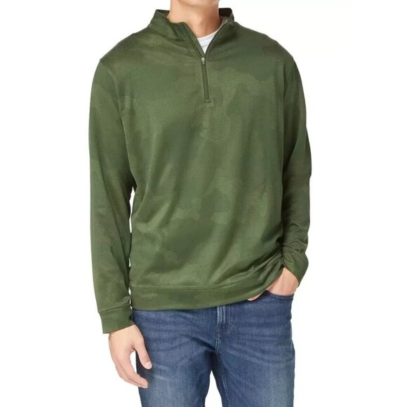 NEW Kirkland Signature Men's XL Green Camouflage Quarter Zip Pullover - Picture 1 of 7